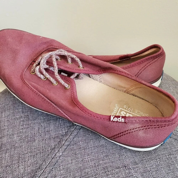KEDS | Maroon Canvas Lace Up Ortholite Flat Sneakers (Size 10) - Picture 4 of 7